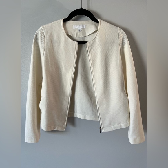 Uniqlo Ribbed Zip up Cardigan in White Size Medium - Picture 2 of 3